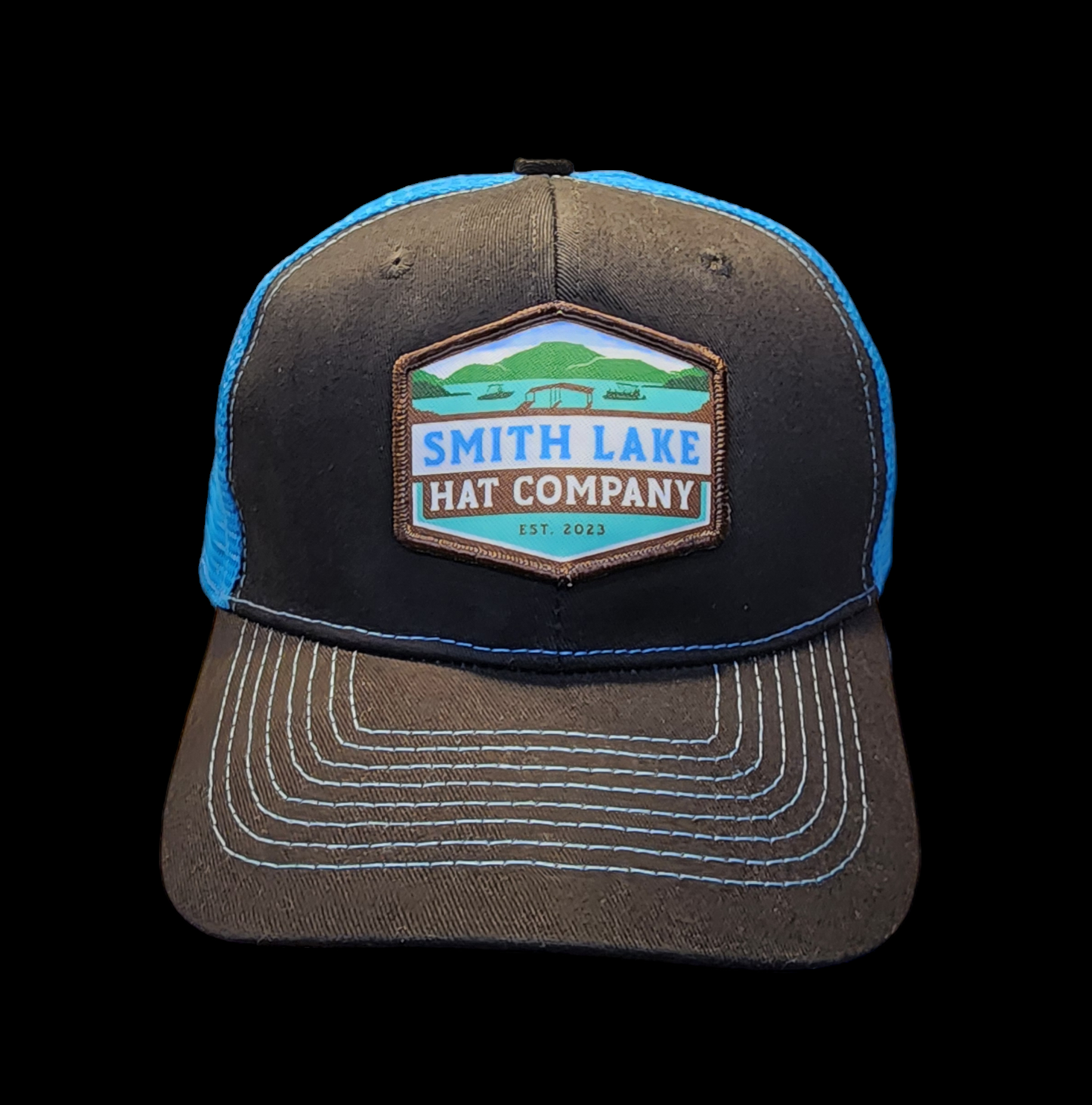 Black Blue Patch Hat
