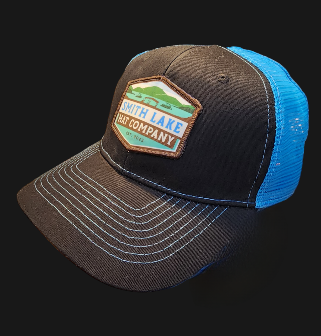 Black Blue Patch Hat